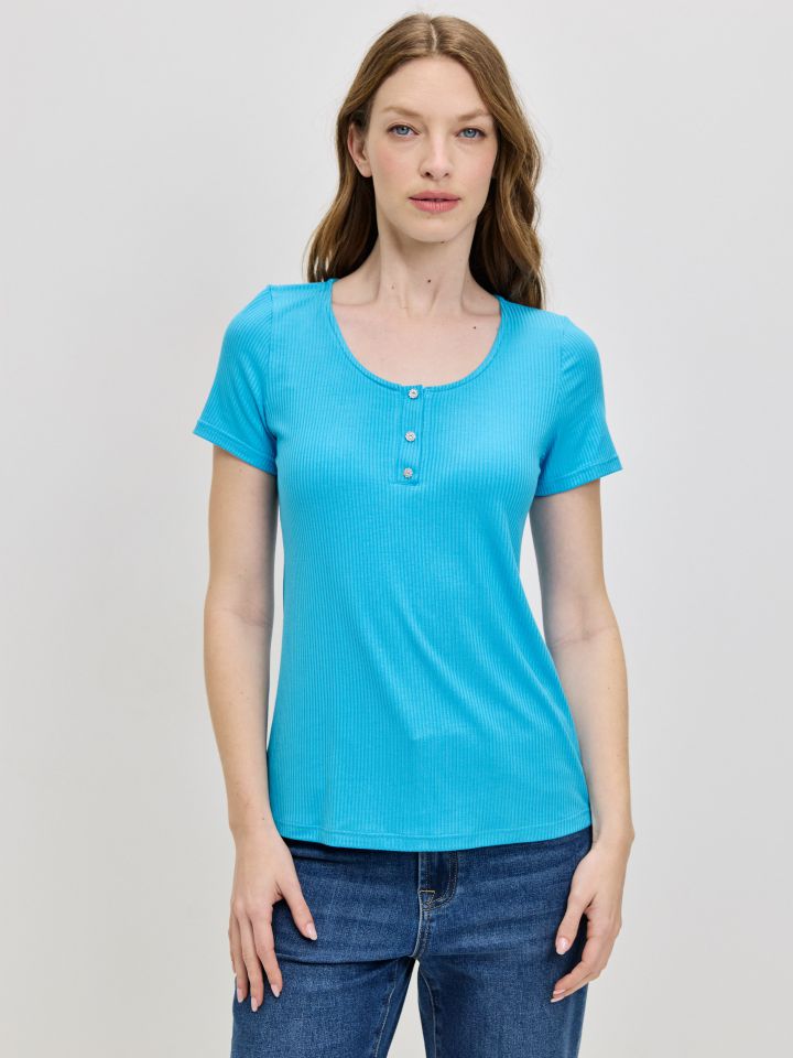 חולצה שינה כפתורים PROMO בצבע טורקיז