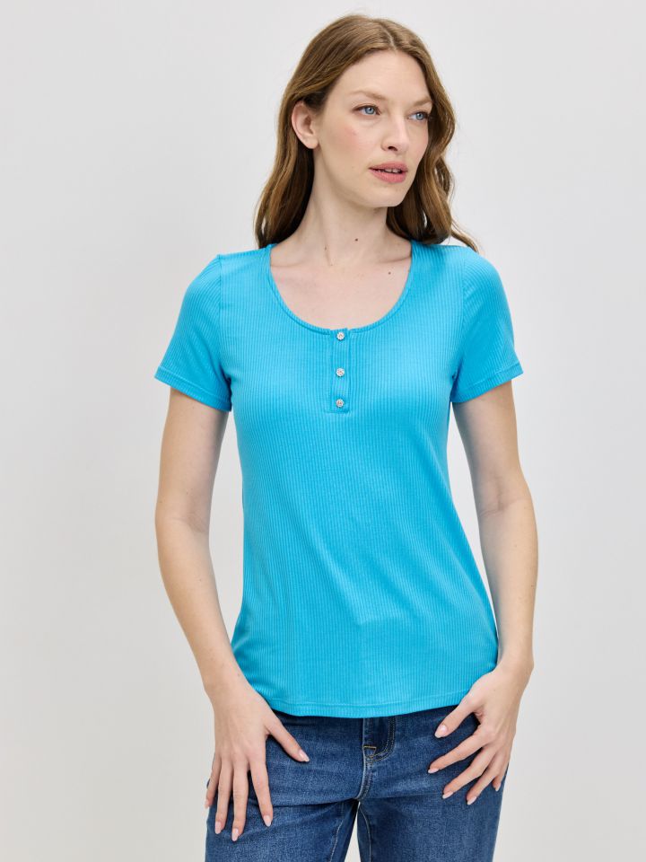 חולצה שינה כפתורים PROMO בצבע טורקיז