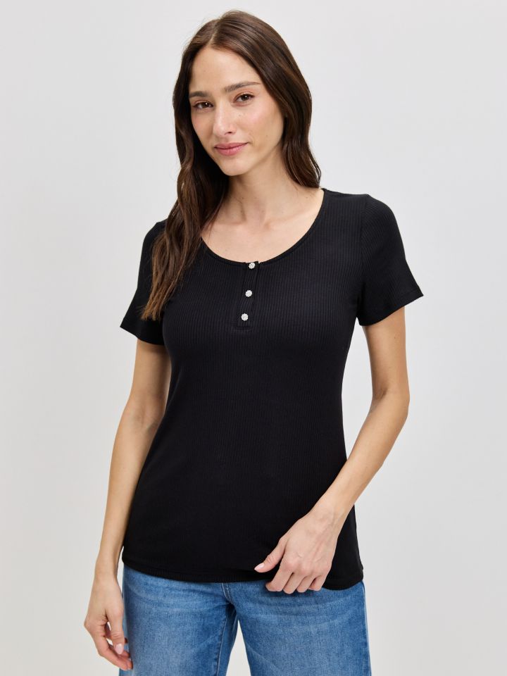 חולצה שינה כפתורים PROMO בצבע שחור