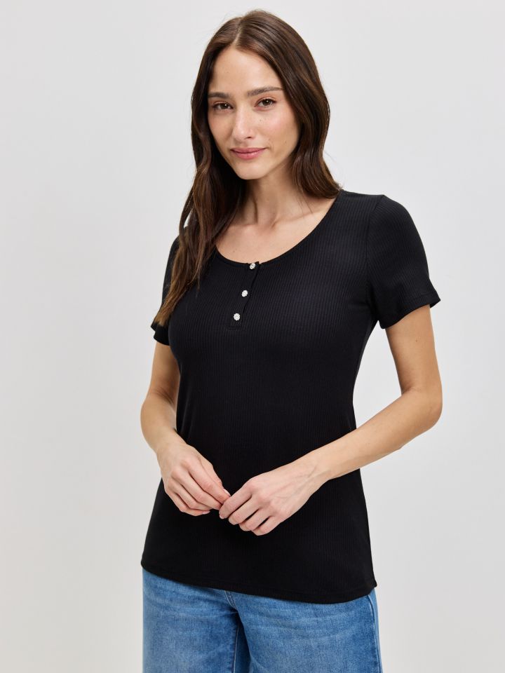 חולצה שינה כפתורים PROMO בצבע שחור