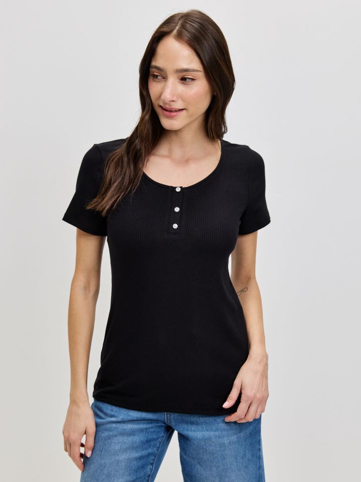 חולצה שינה כפתורים PROMO בצבע שחור