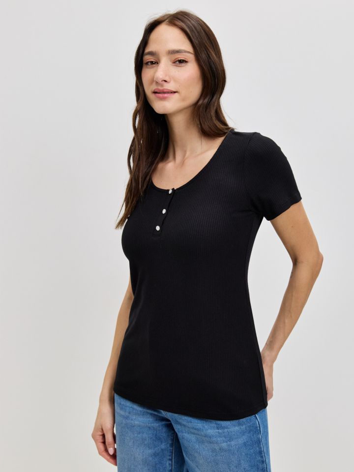 חולצה שינה כפתורים PROMO בצבע שחור