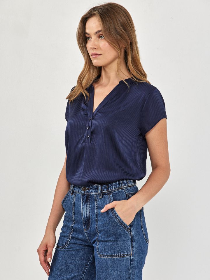 חולצה פסים שינה ללא שרוול בצבע נייבי