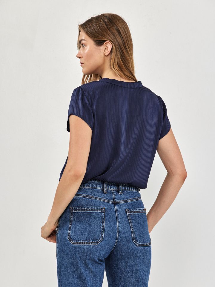 חולצה פסים שינה ללא שרוול בצבע נייבי