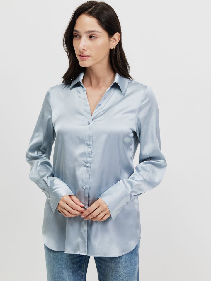 חולצה סטן ROMI PROMO בצבע אפור כסף