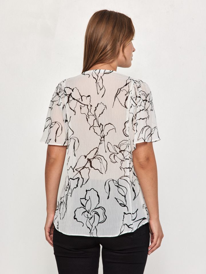 חולצה סטן V דפוס PROMO בצבע לבן