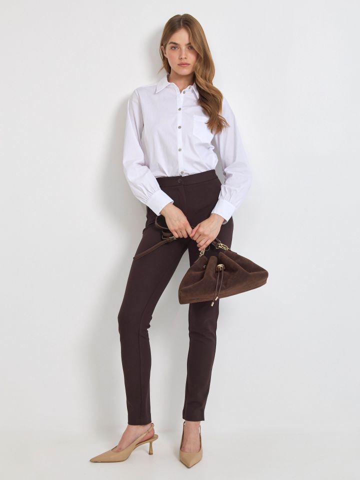 חולצה פופלין מכופתרת PROMO בצבע לבן