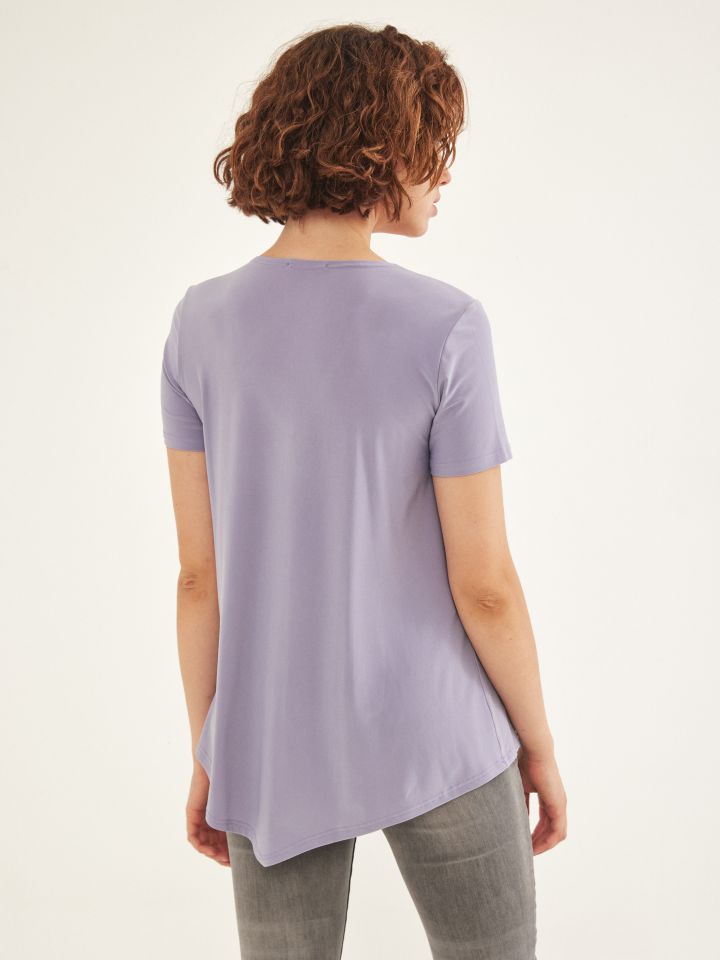 חולצה V רוכסן בצבע סגול