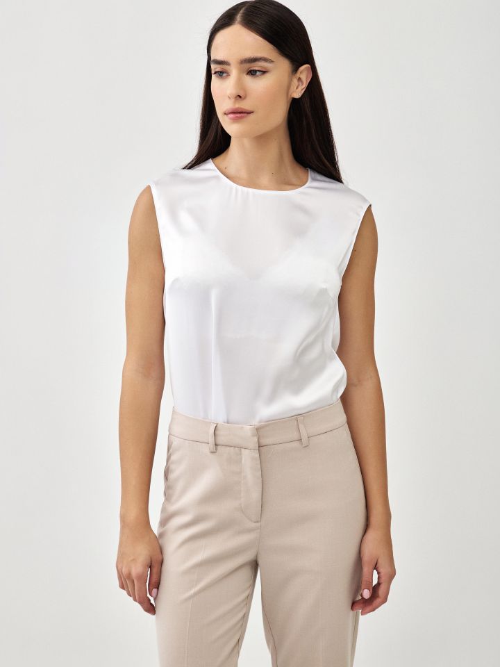 חולצה סטן PROMO PARIS בצבע לבן