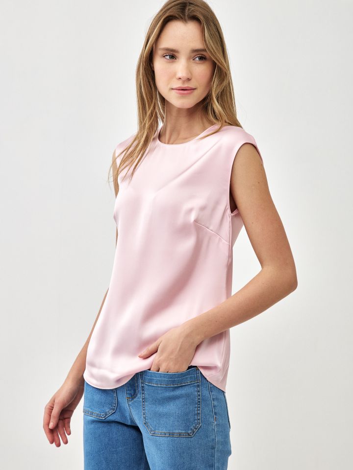 חולצה סטן PROMO PARIS בצבע ורוד חדש