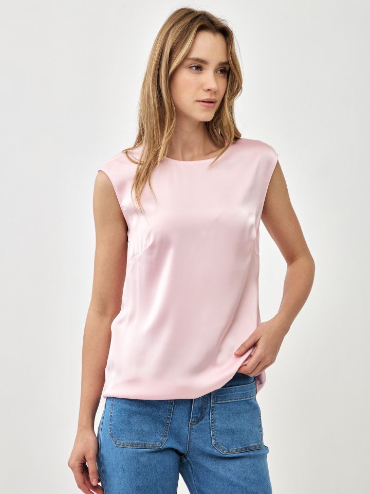 חולצה סטן PROMO PARIS בצבע ורוד חדש