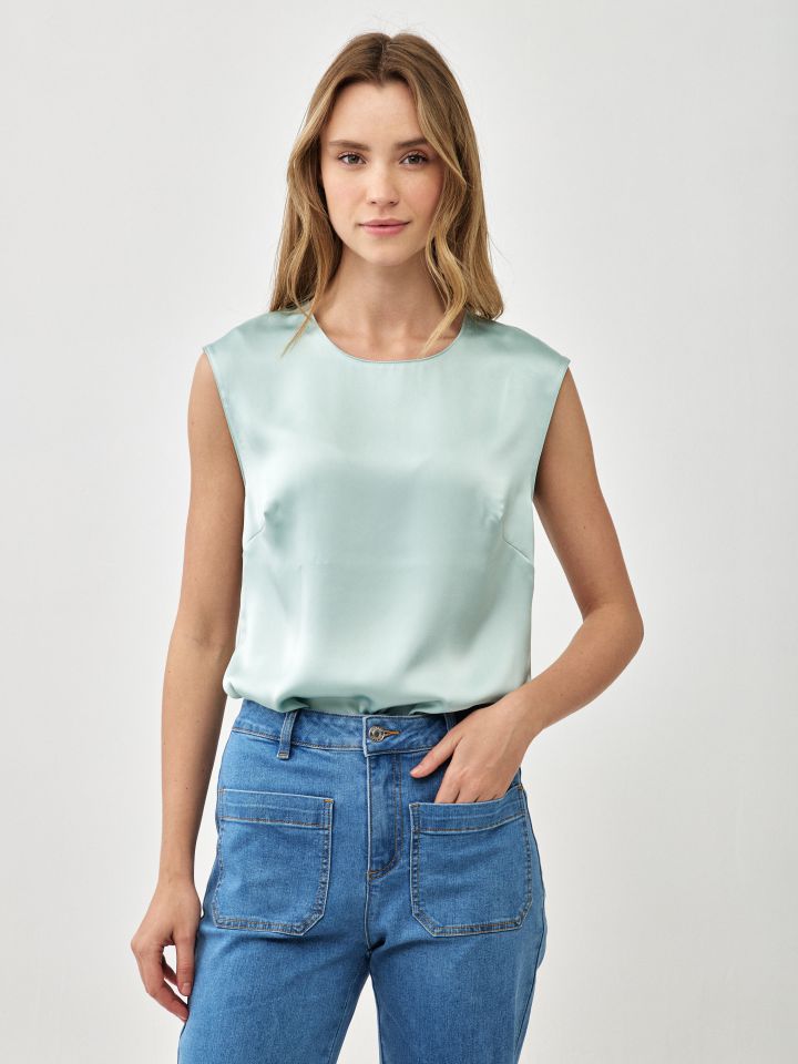 חולצה סטן PROMO PARIS בצבע ירוק