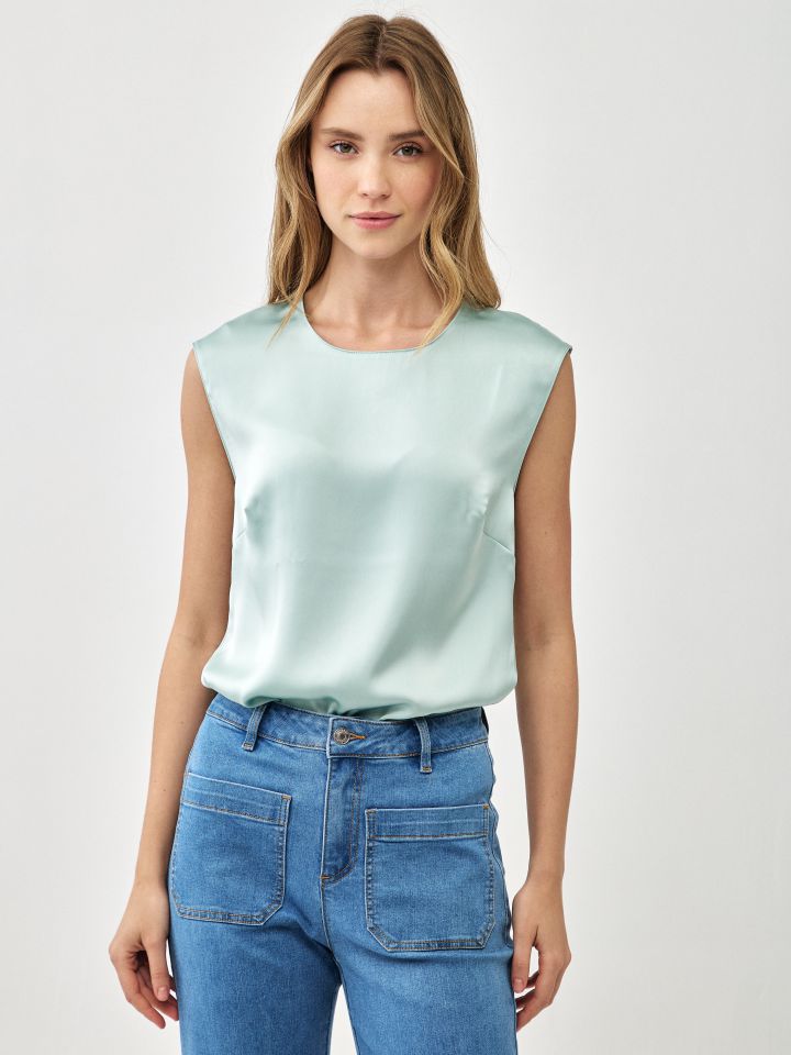 חולצה סטן PROMO PARIS בצבע ירוק