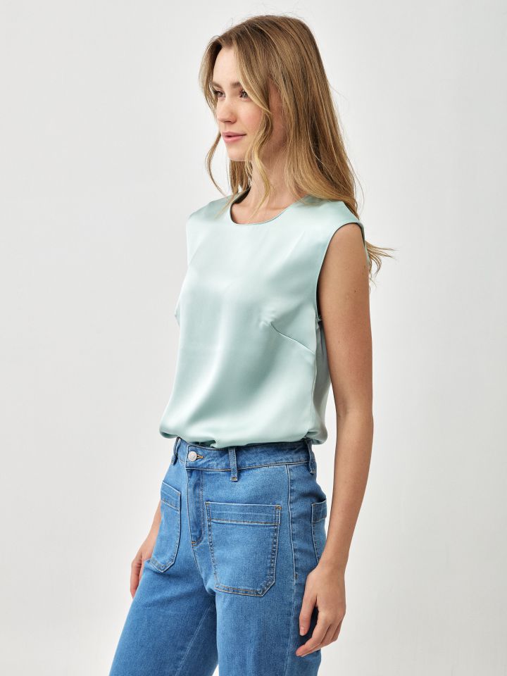 חולצה סטן PROMO PARIS בצבע ירוק