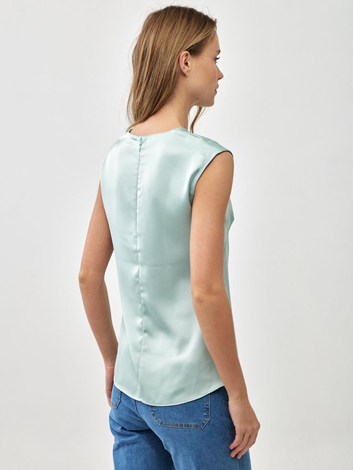 חולצה סטן PROMO PARIS בצבע ירוק