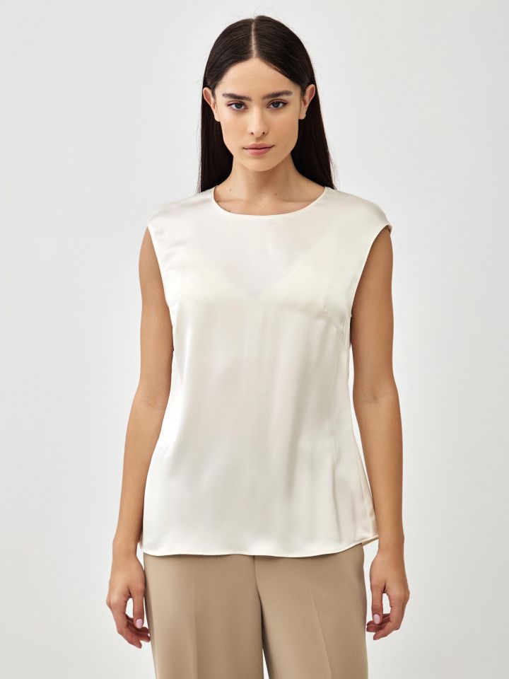 חולצה סטן PROMO PARIS בצבע שמנת