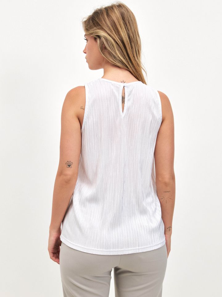 חולצה פייטים פליסה בצבע לבן