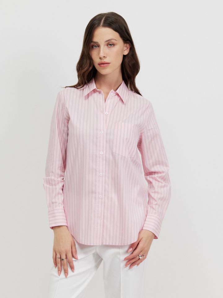 חולצה פסים PINK בצבע ורוד עתיק