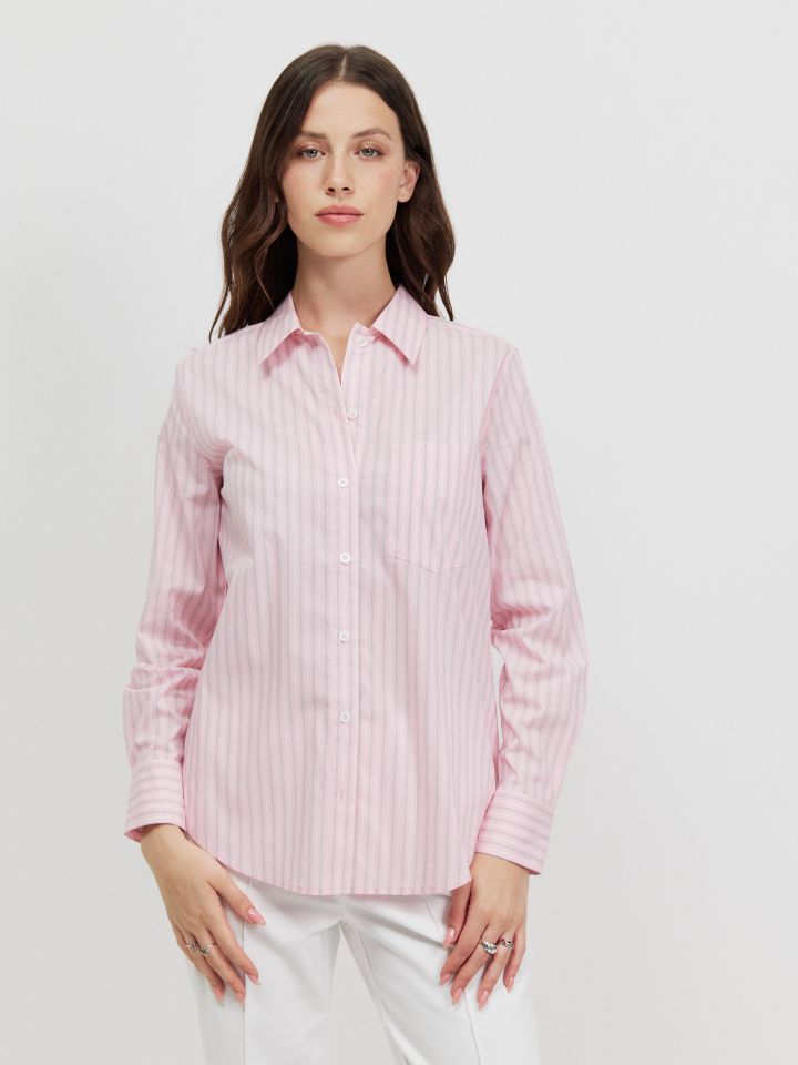 חולצה פסים PINK בצבע ורוד עתיק