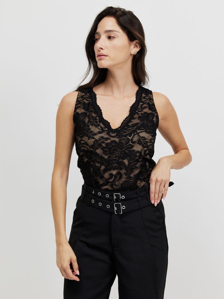 חולצה תחרה RANI בצבע שחור