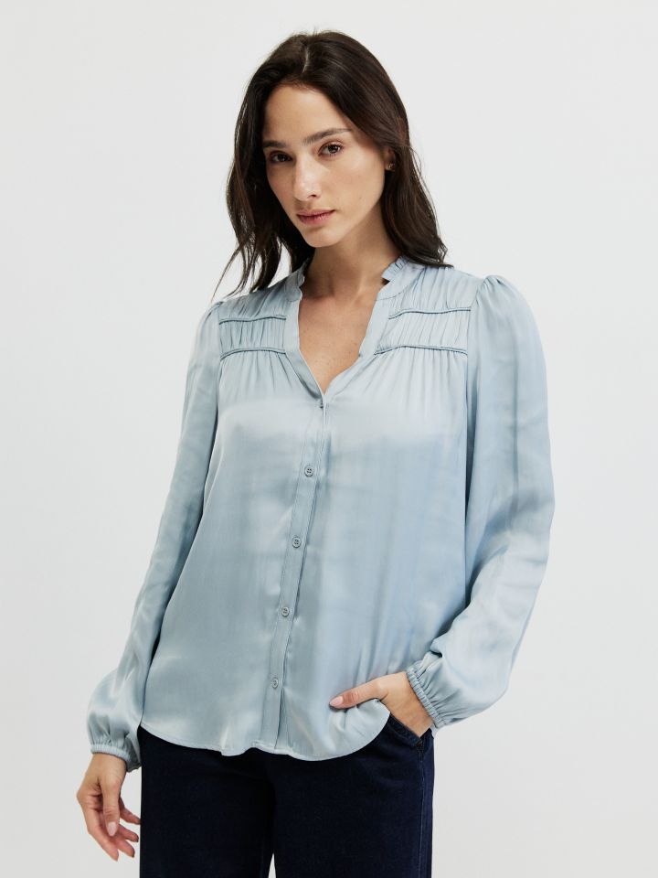 חולצה סטן PROMO בצבע אפור כסף