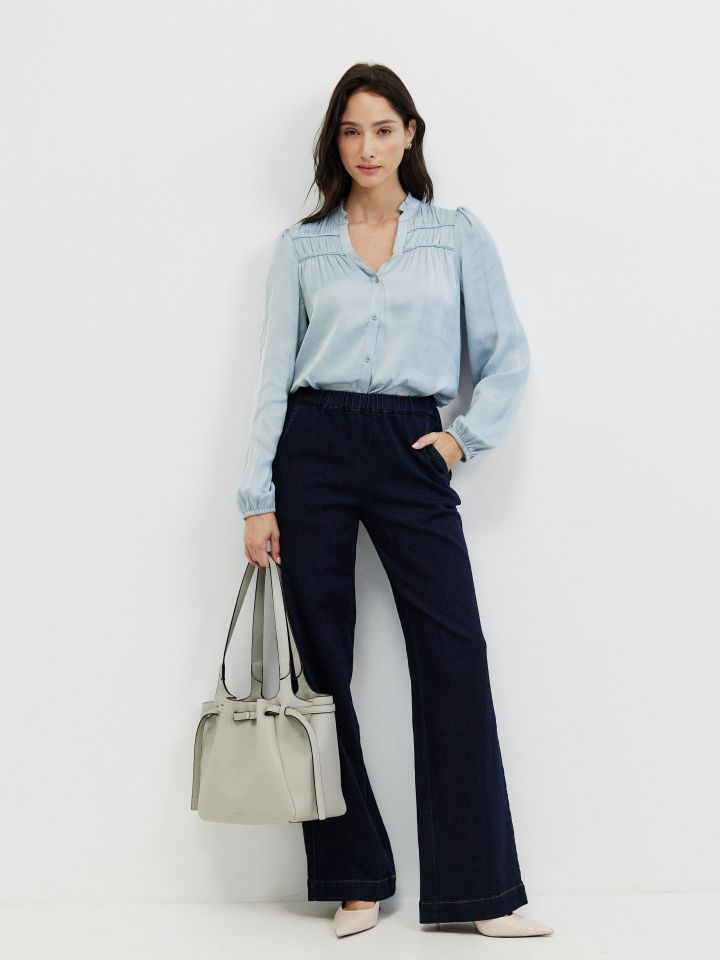 חולצה סטן PROMO בצבע אפור כסף