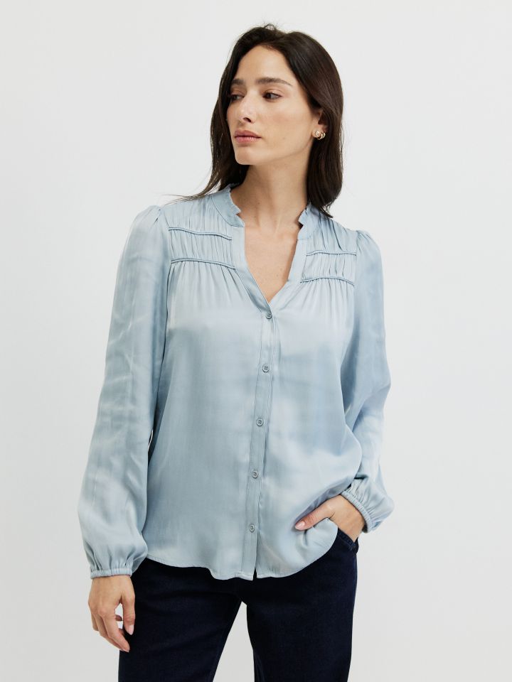 חולצה סטן PROMO בצבע אפור כסף