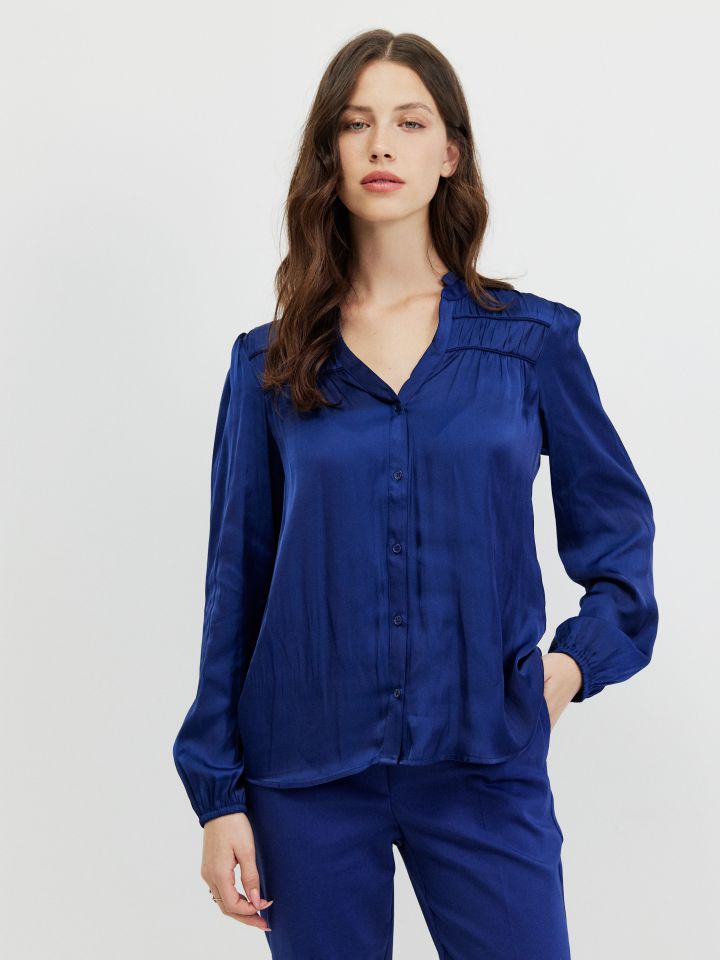 חולצה סטן PROMO בצבע כחול אינדיגו