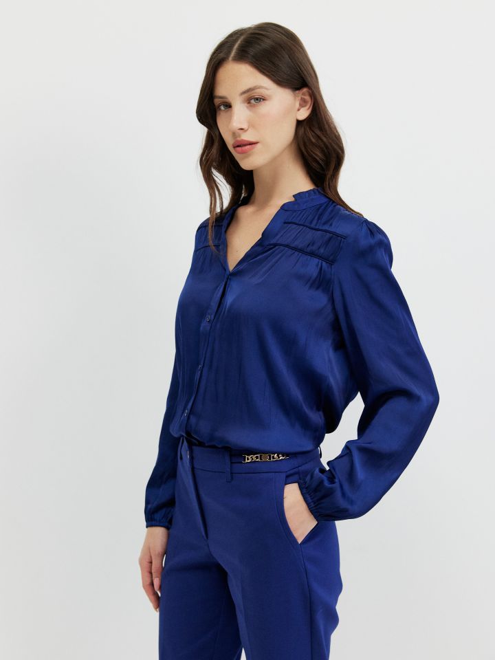 חולצה סטן PROMO בצבע כחול אינדיגו