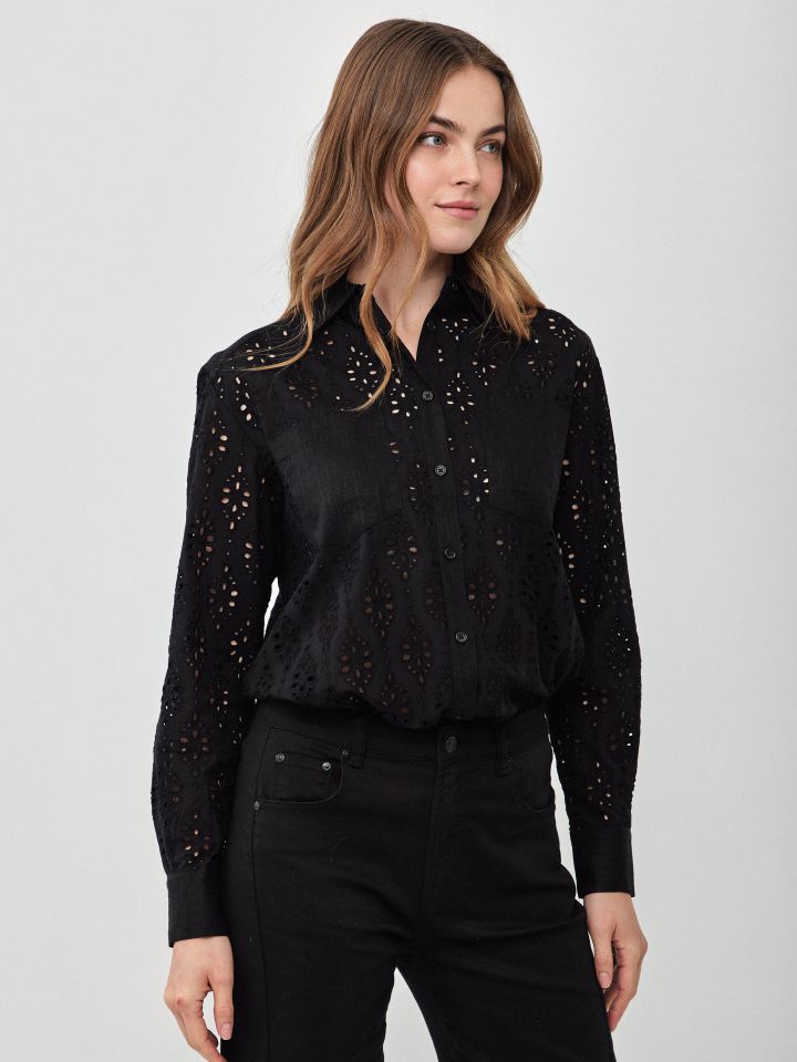 חולצה קרושה כיסים בצבע שחור