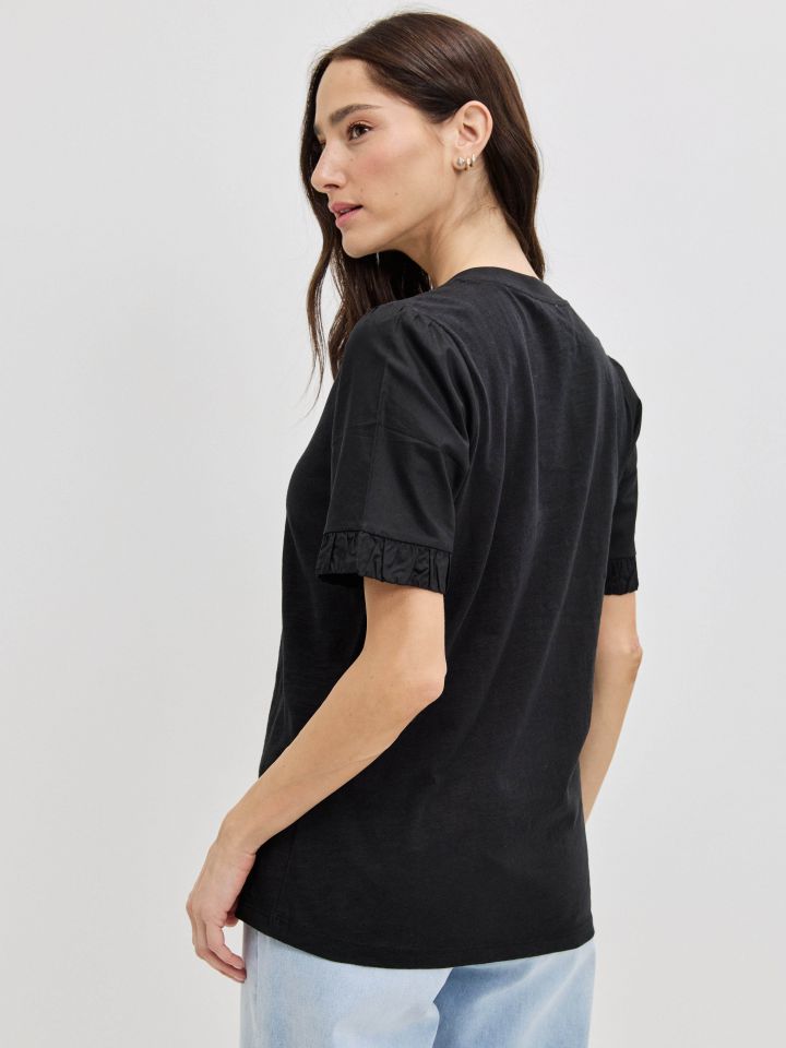 חולצה שרוול אריג PROMO בצבע שחור