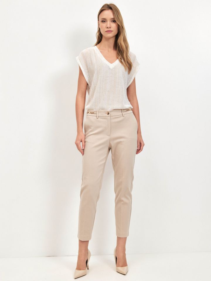 חולצה V רשת פוייל PROMO בצבע אופוויט