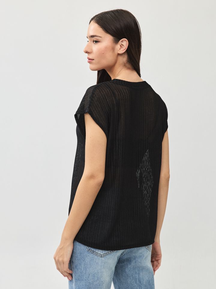 חולצה V רשת פוייל PROMO בצבע שחור