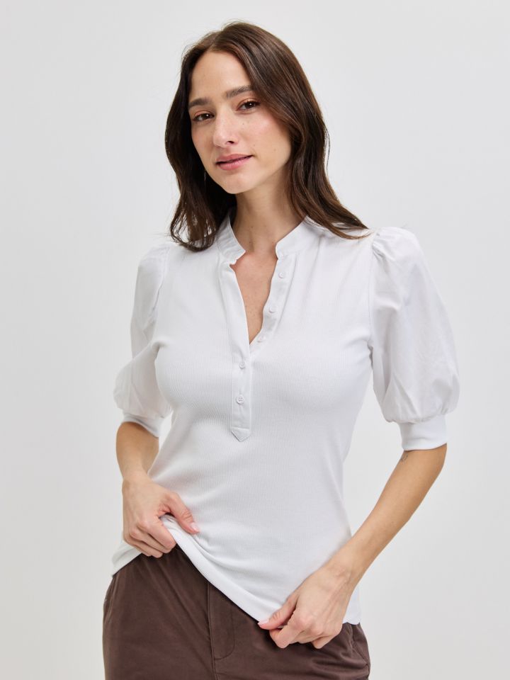 חולצה שרוולי בלון PROMO בצבע לבן