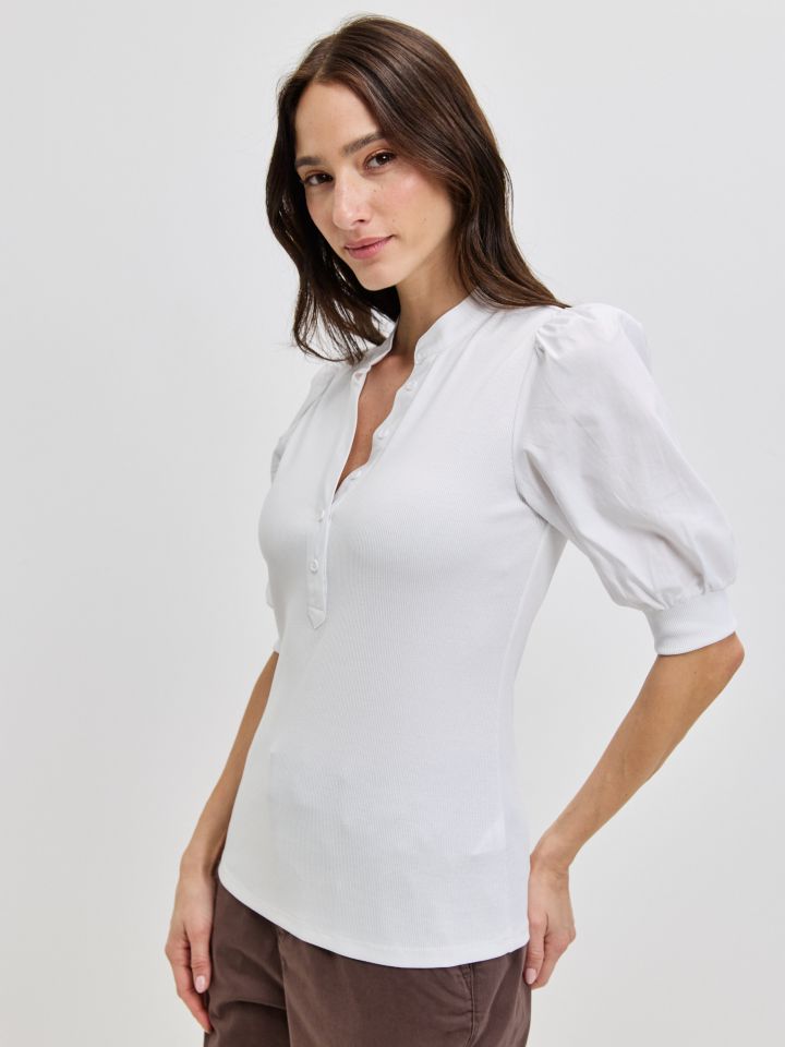 חולצה שרוולי בלון PROMO בצבע לבן