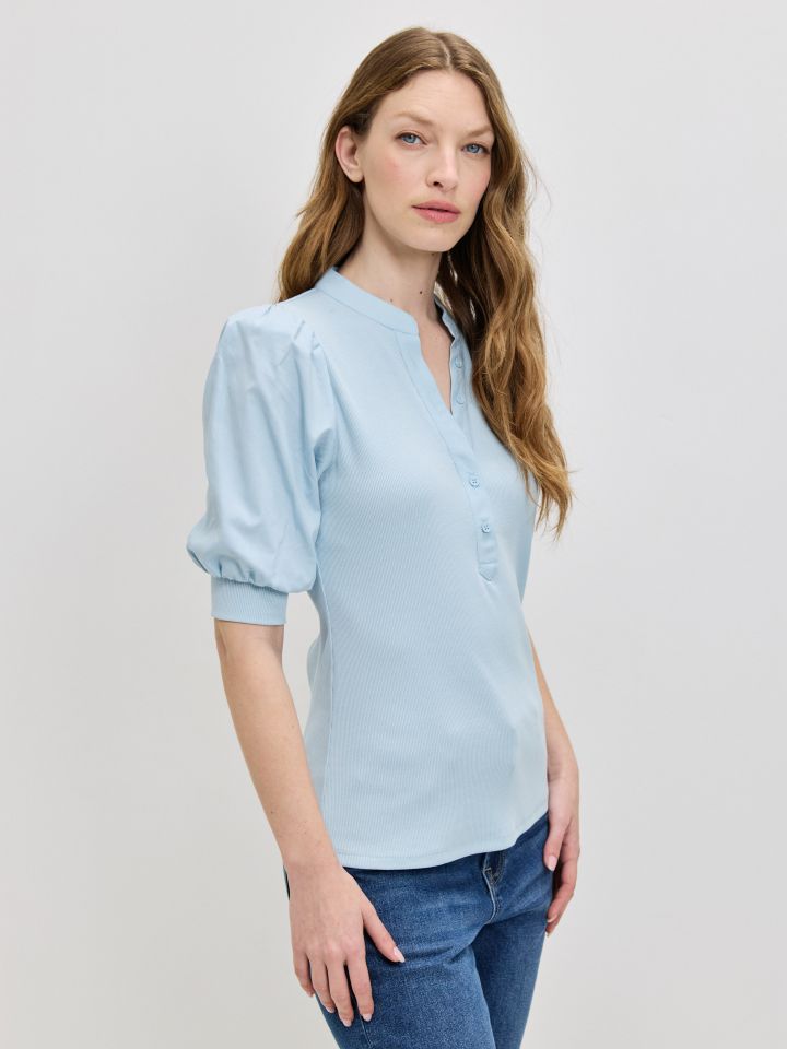 חולצה שרוולי בלון PROMO בצבע תכלת