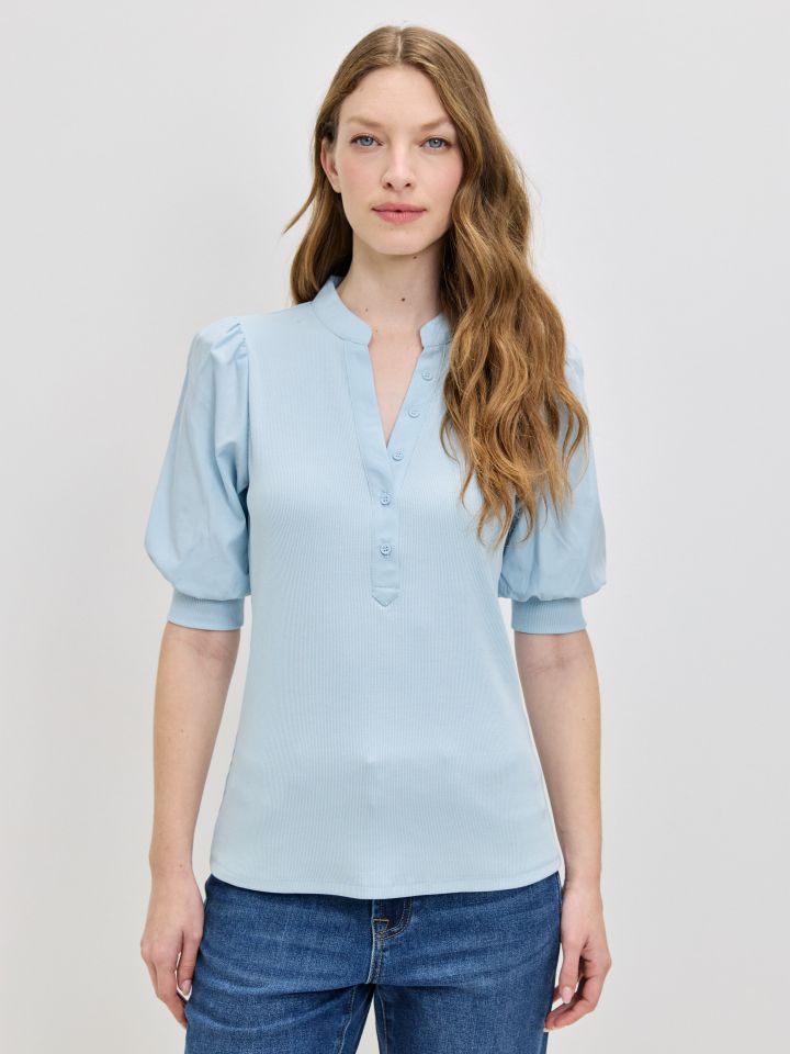 חולצה שרוולי בלון PROMO בצבע תכלת