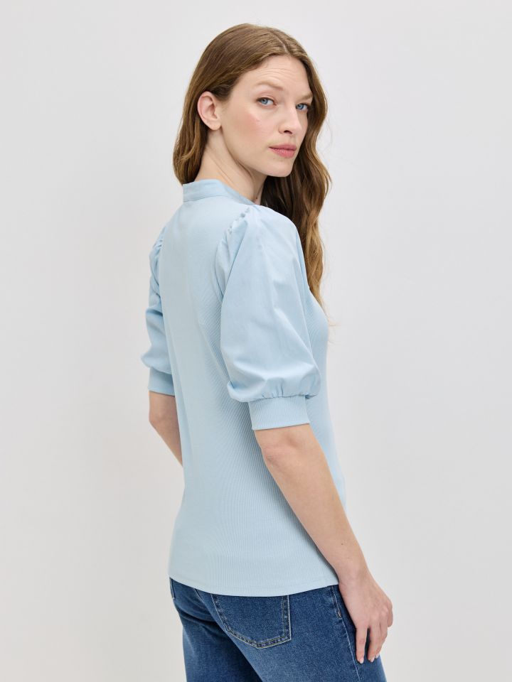 חולצה שרוולי בלון PROMO בצבע תכלת