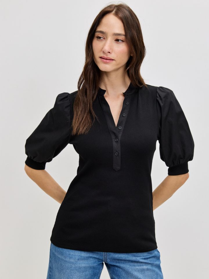 חולצה שרוולי בלון PROMO בצבע שחור