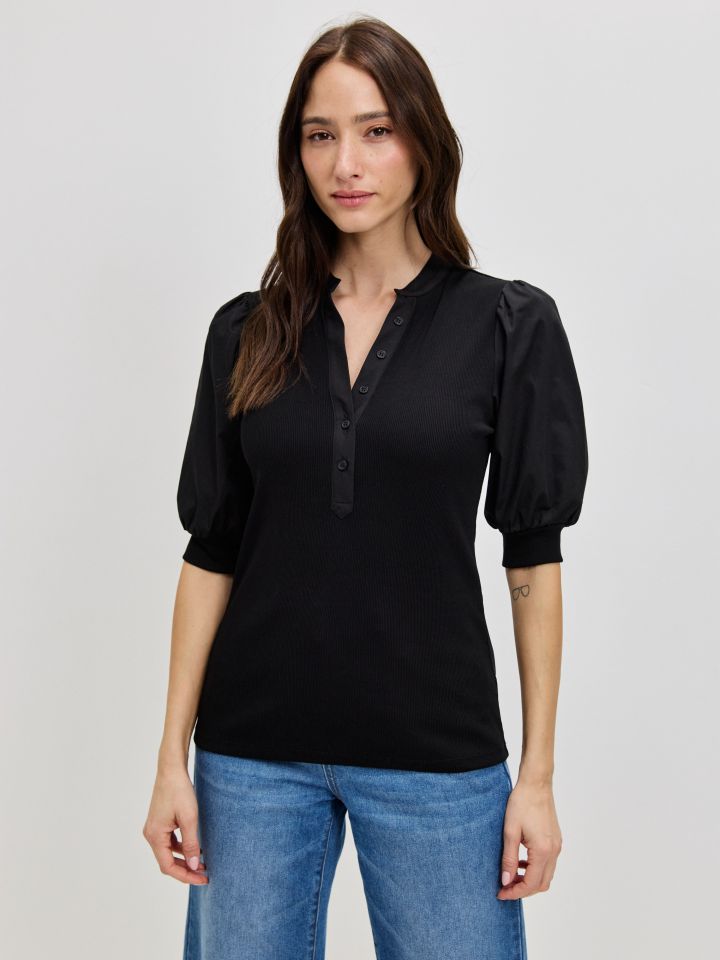 חולצה שרוולי בלון PROMO בצבע שחור