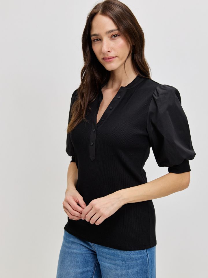 חולצה שרוולי בלון PROMO בצבע שחור