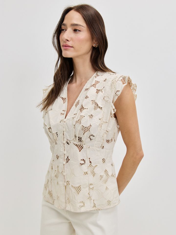 חולצה קרושה שרוול מלמלה בצבע בייז’