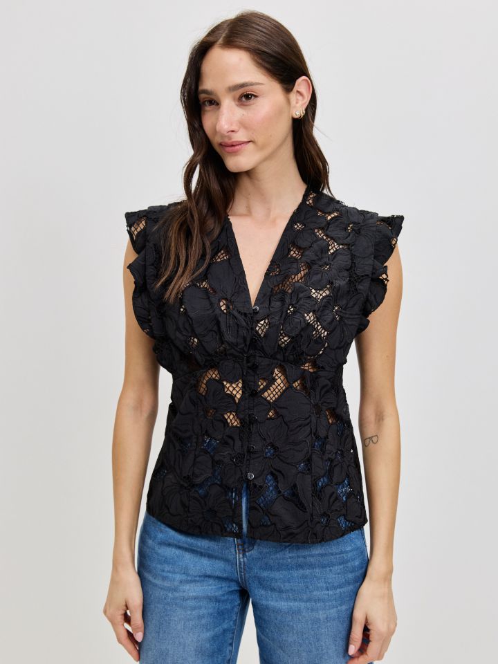 חולצה קרושה שרוול מלמלה בצבע שחור