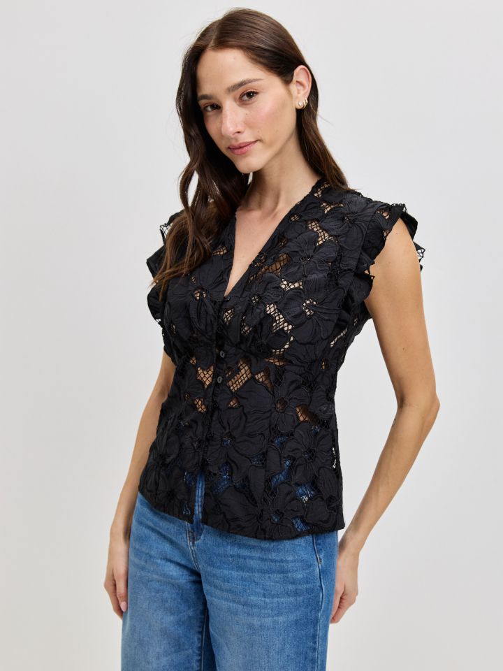 חולצה קרושה שרוול מלמלה בצבע שחור