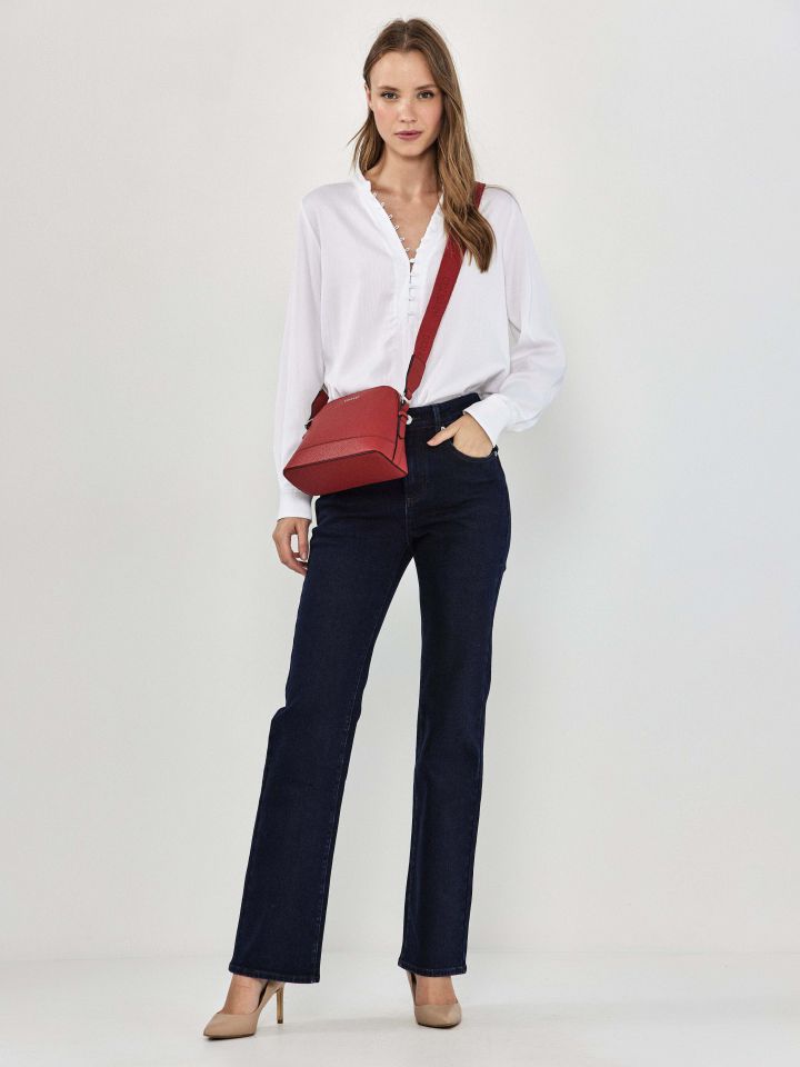 חולצה שינה שרוול ארוך בצבע לבן