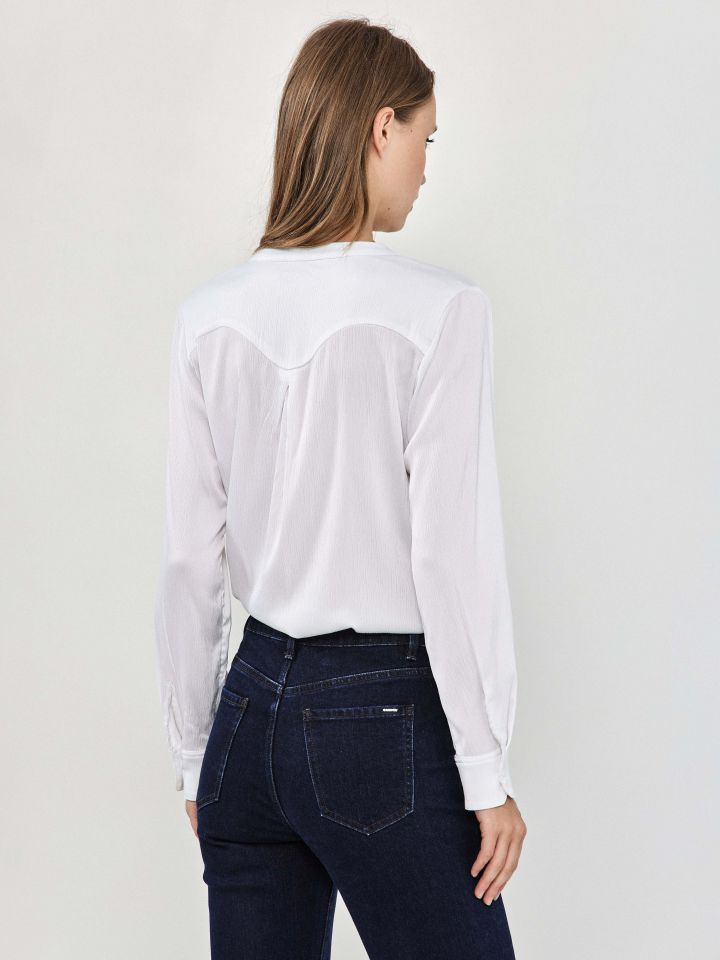 חולצה שינה שרוול ארוך בצבע לבן