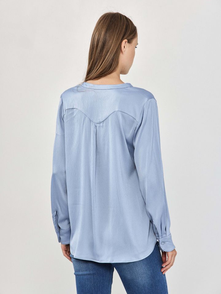 חולצה שינה שרוול ארוך בצבע תכלת