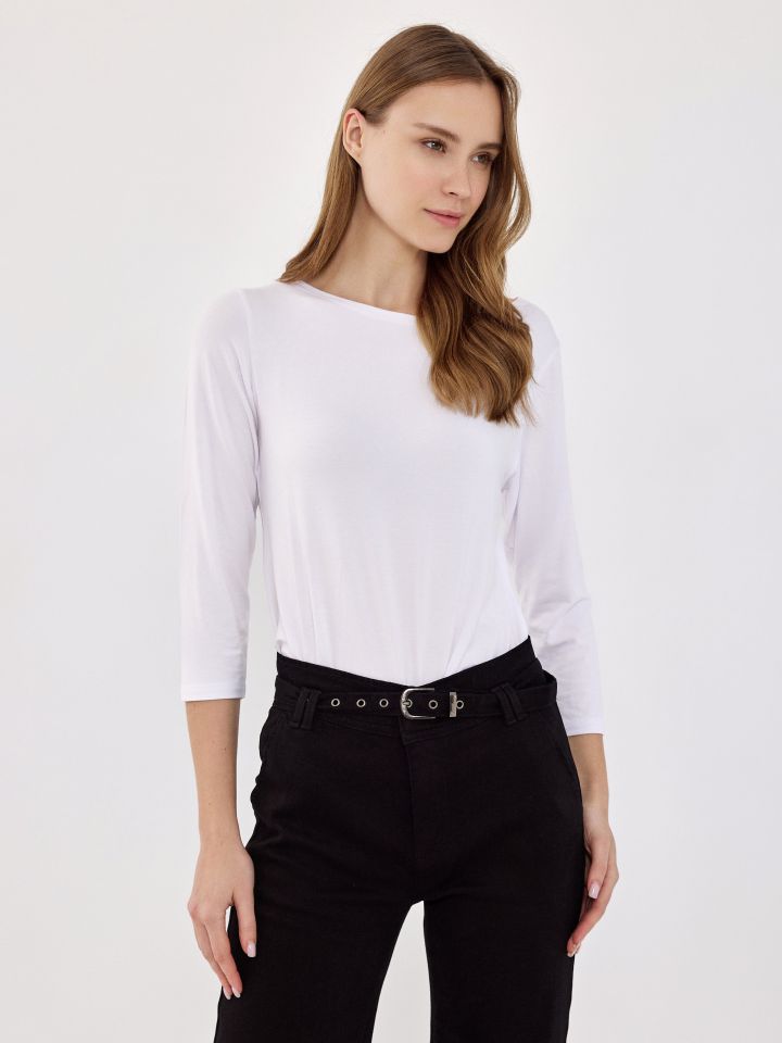 חולצה שרוול  3/4 PROMO בצבע לבן