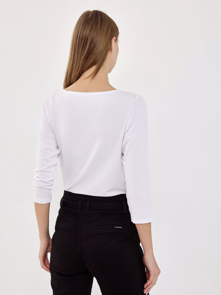 חולצה שרוול  3/4 PROMO בצבע לבן