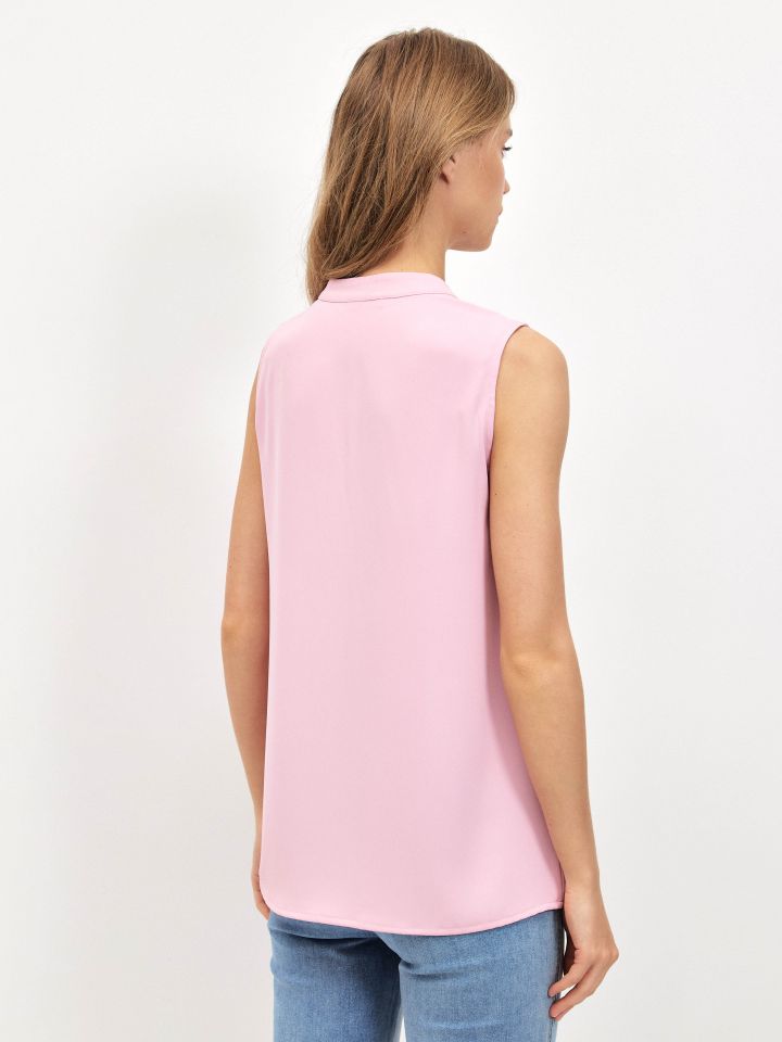 חולצה V כפתור PROMO בצבע ורוד עתיק